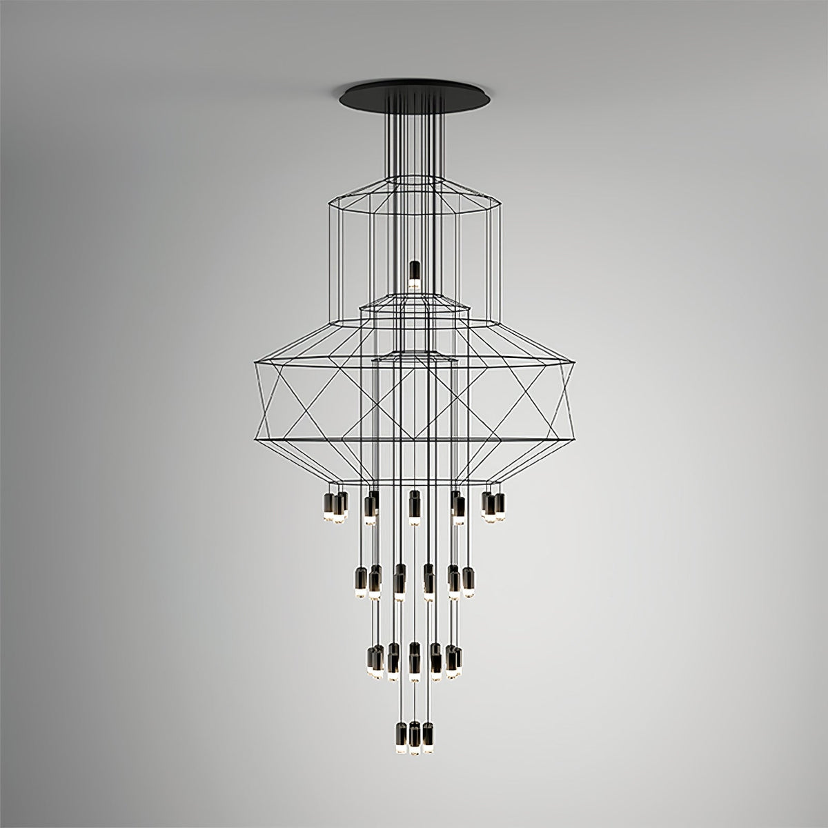 Soloris Lustre Lignes Noir Structure Métallique LED
