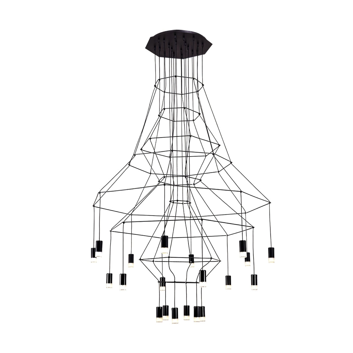 Soloris Lustre Lignes Noir Structure Métallique LED