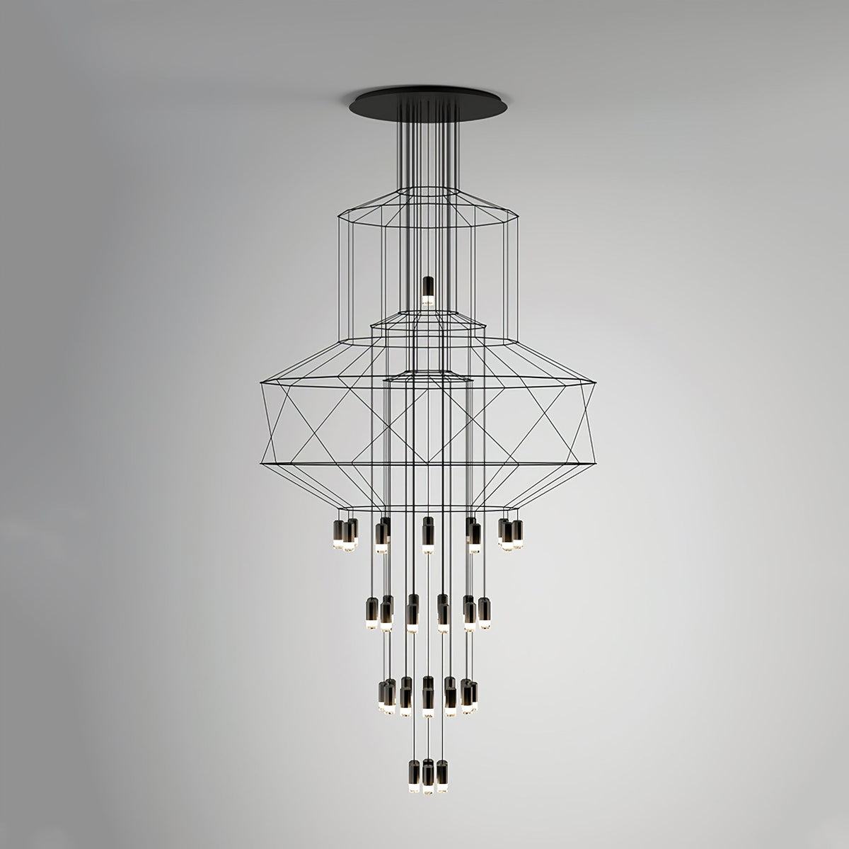 Soloris Lustre Lignes Noir Structure Métallique LED