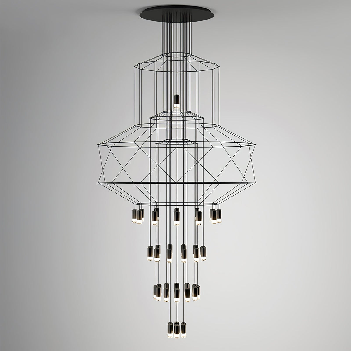 Soloris Lustre Lignes Noir Structure Métallique LED