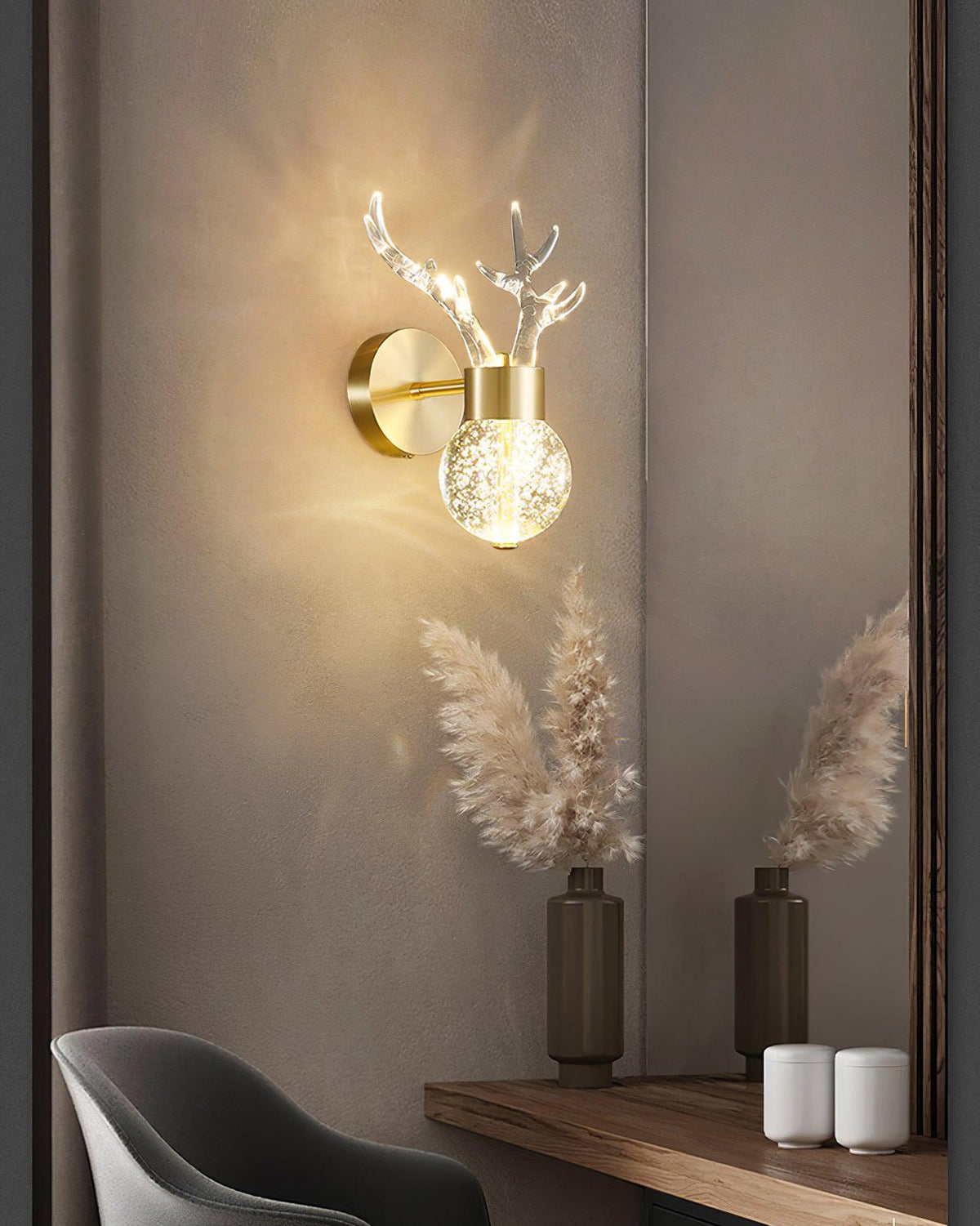 Timber Lampe Murale en Cristal de Cerf de Luxe Postmoderne