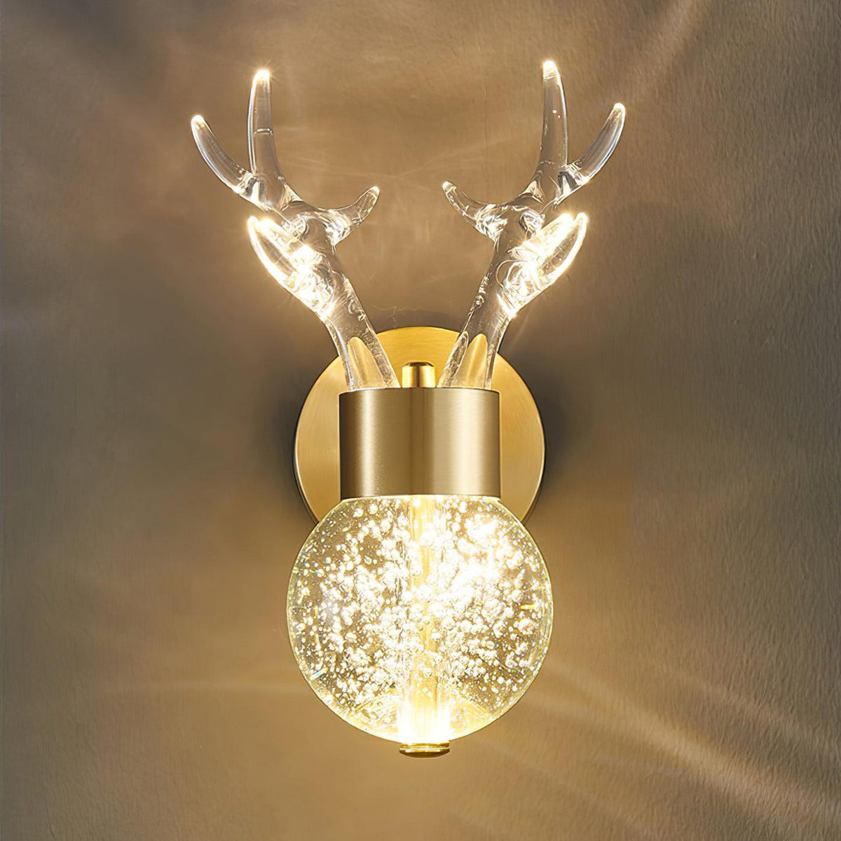Timber Lampe Murale en Cristal de Cerf de Luxe Postmoderne