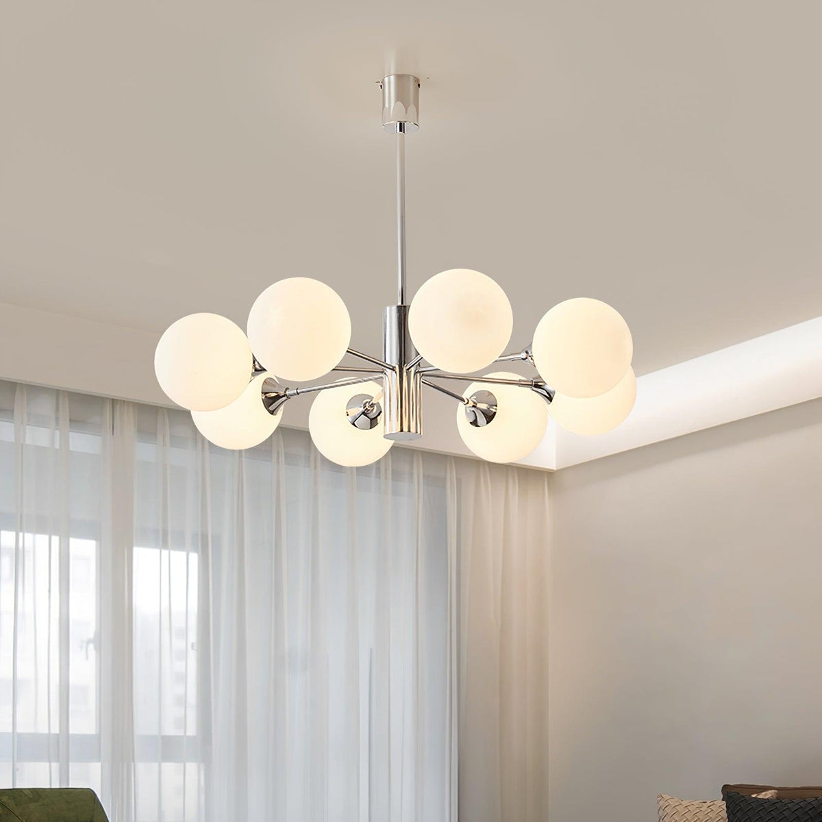 Nerira Lustre Globe en Verre Chromé
