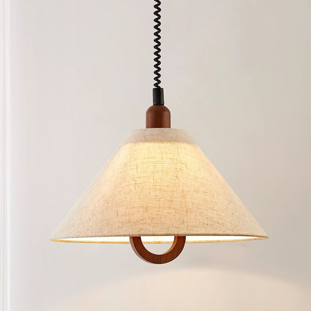 Hadresa Premium Nordic Art Tissu Bois Pendentif Lampe