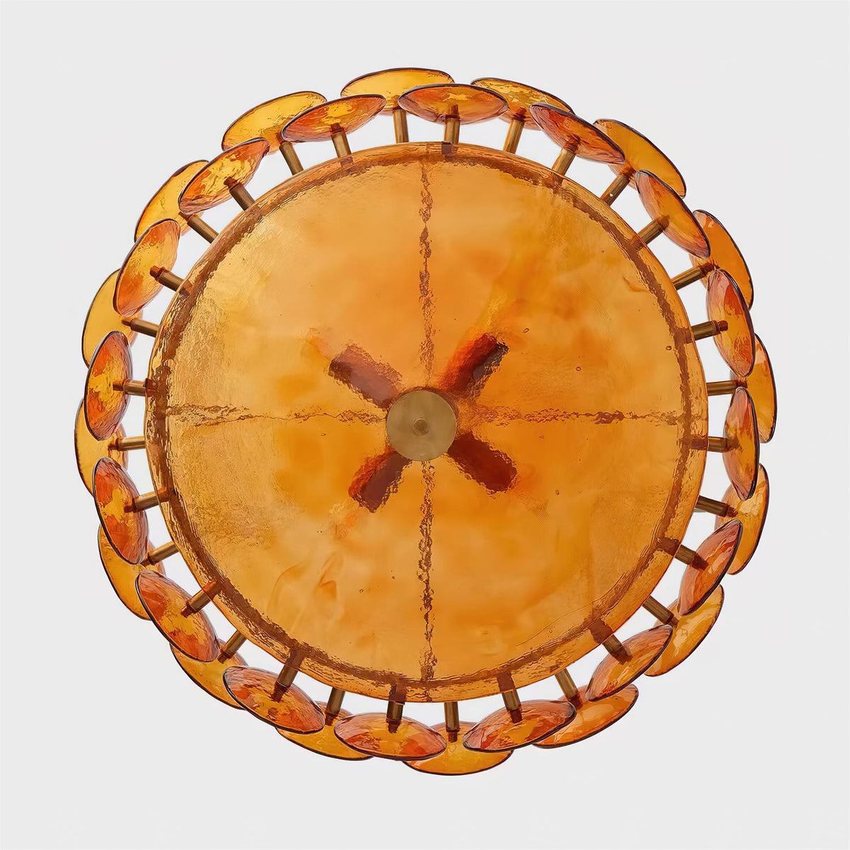 Selvora Chandelier Amber Glass Disc Elegant-Neutral Decor