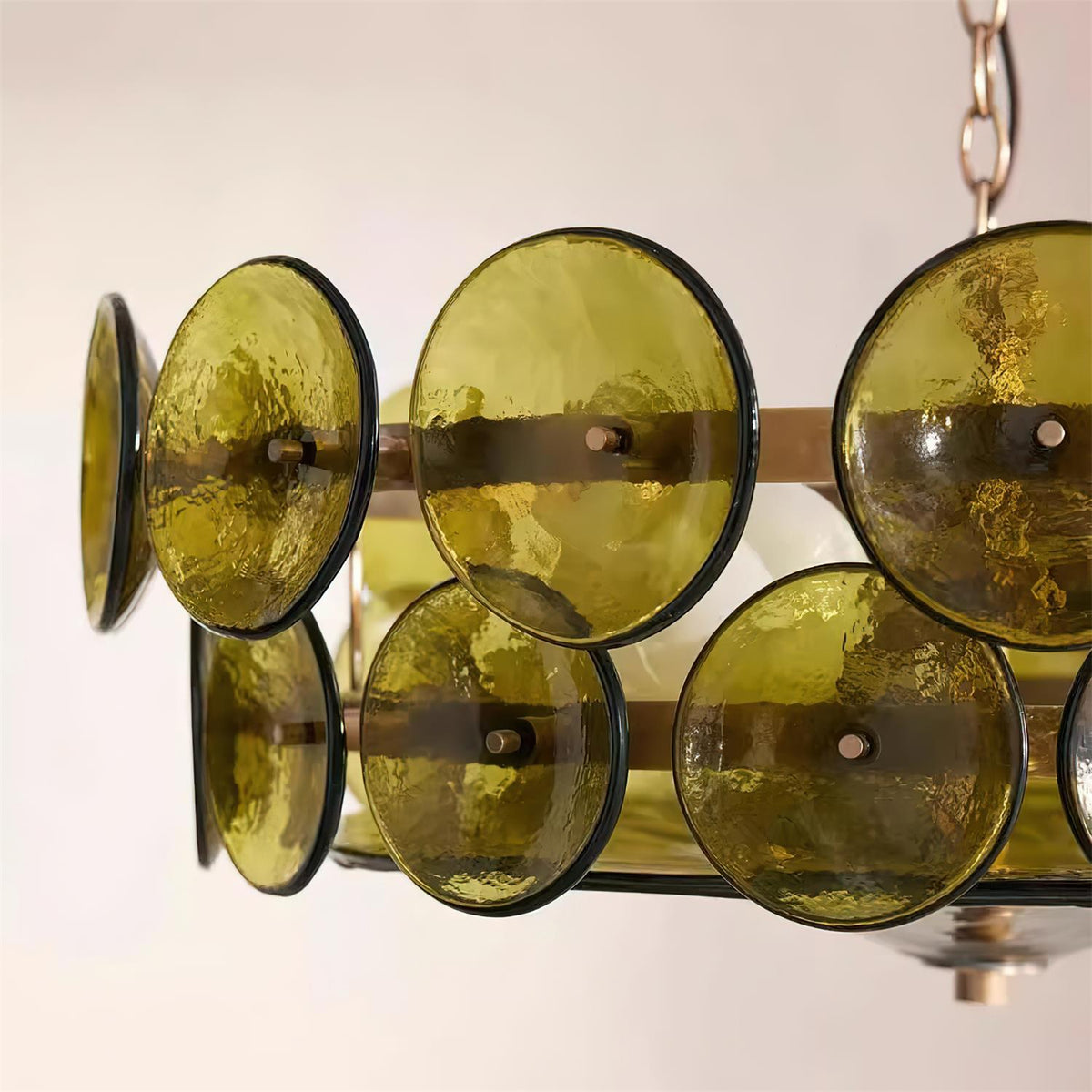 Selvora Chandelier Amber Glass Disc Elegant-Neutral Decor