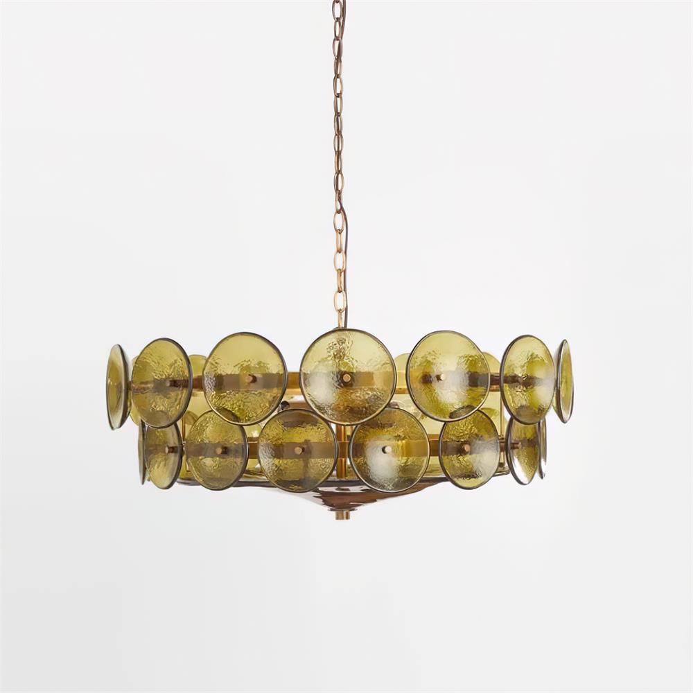Selvora Chandelier Amber Glass Disc Elegant-Neutral Decor