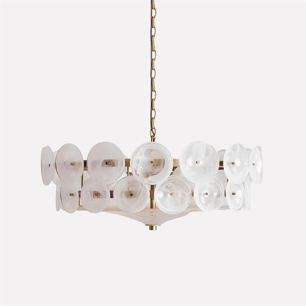 Selvora Chandelier Amber Glass Disc Elegant-Neutral Decor
