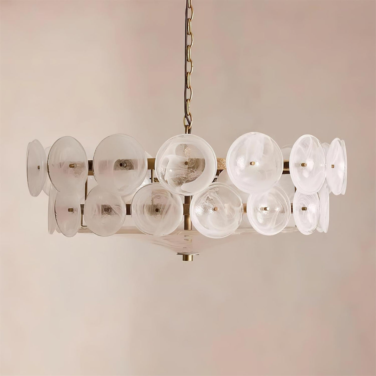 Selvora Chandelier Amber Glass Disc Elegant-Neutral Decor