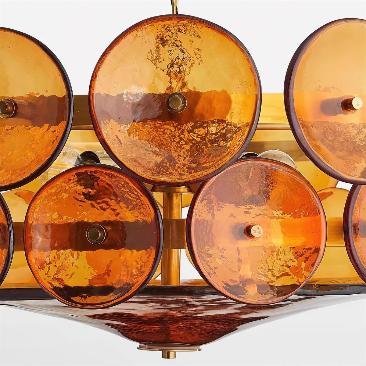 Selvora Chandelier Amber Glass Disc Elegant-Neutral Decor