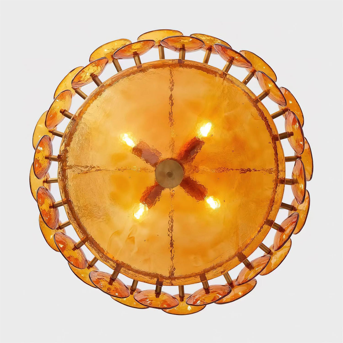 Selvora Chandelier Amber Glass Disc Elegant-Neutral Decor
