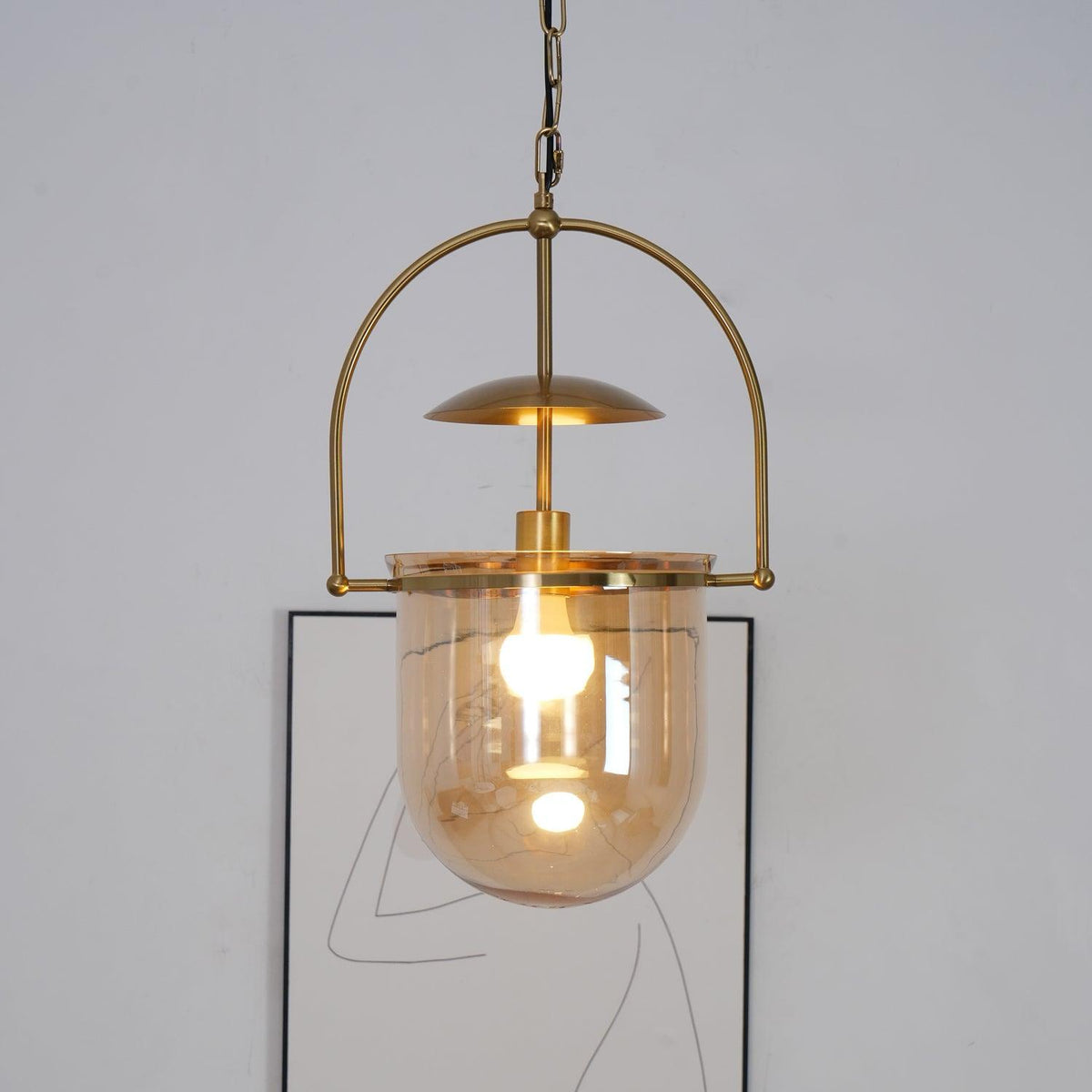 Grevana Suspension en Verre et Laiton Vintage