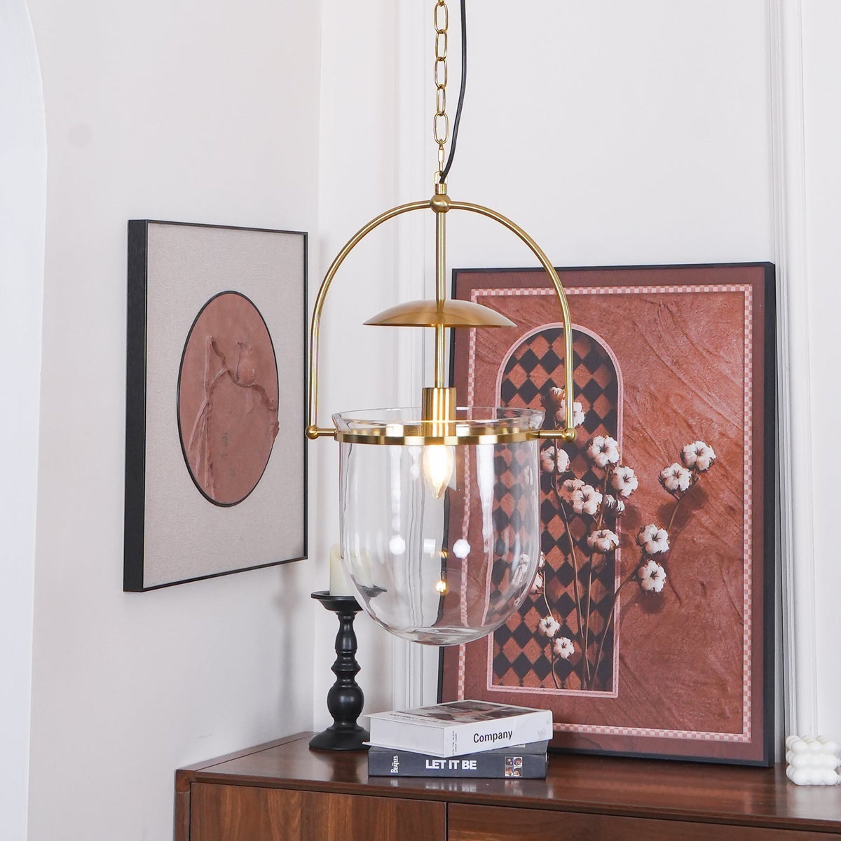 Grevana Suspension en Verre et Laiton Vintage