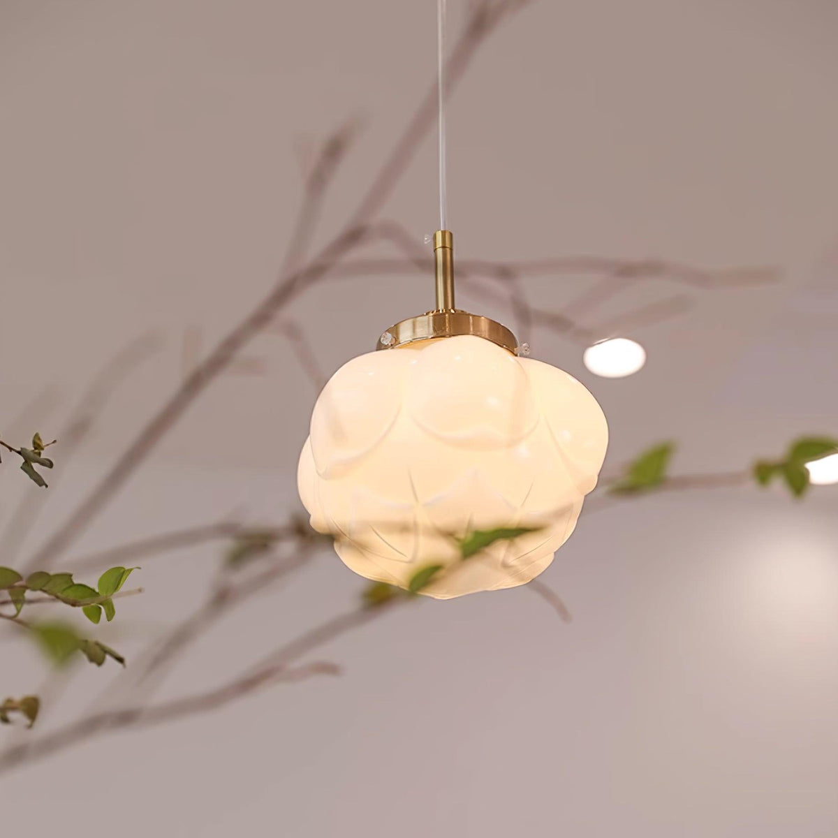 Pendant Lamp Metal and Glass Lotus Flower Shade Artistic Retro-Neutral Decor