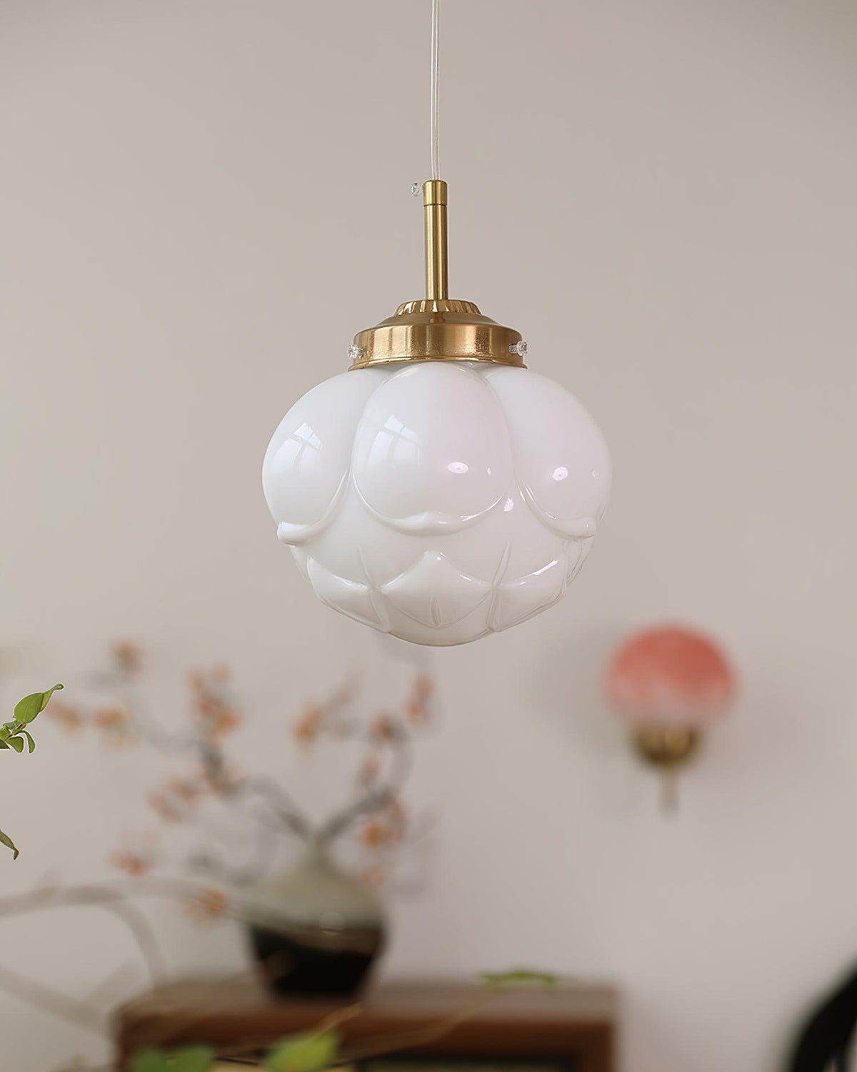 Pendant Lamp Metal and Glass Lotus Flower Shade Artistic Retro-Neutral Decor