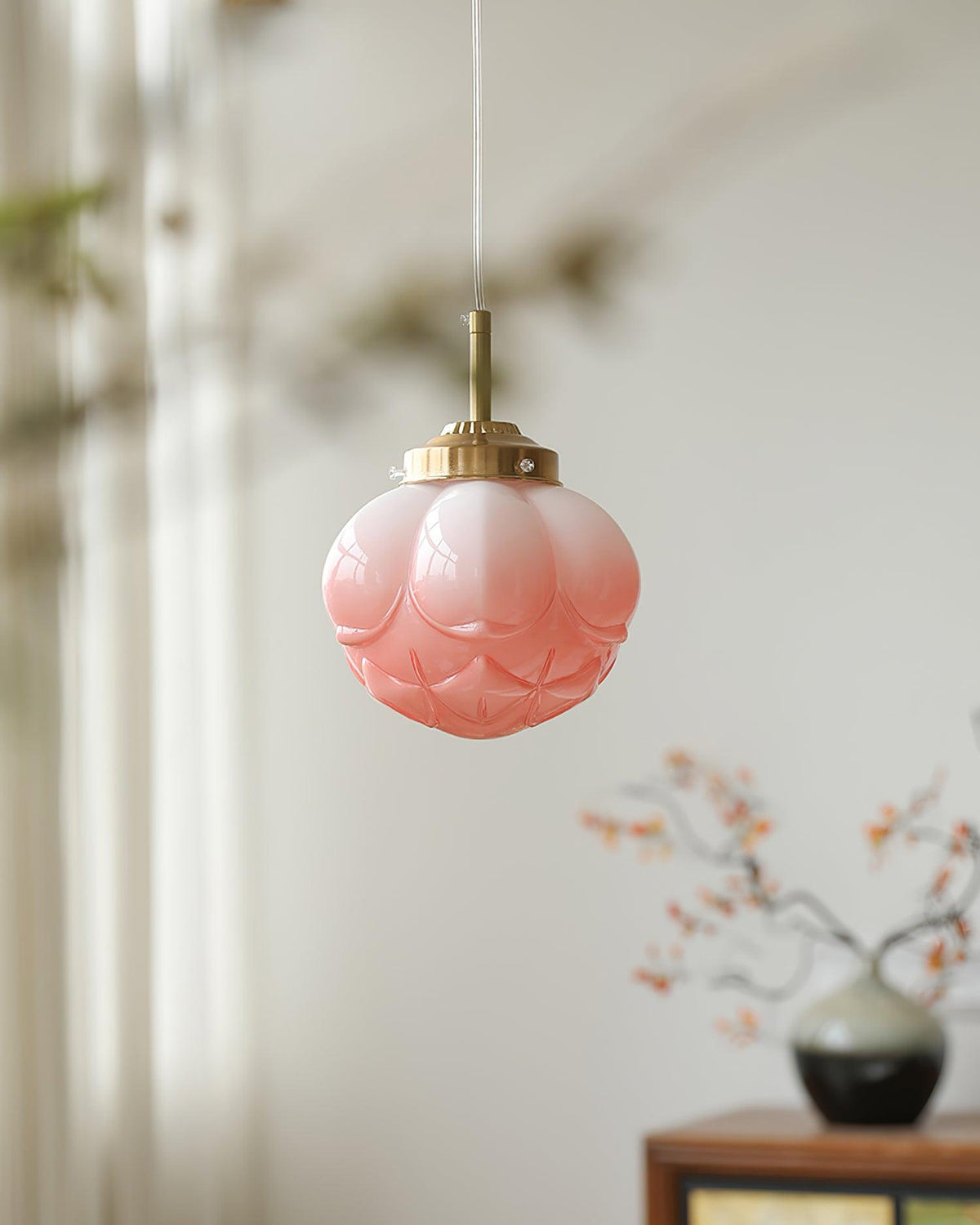 Pendant Lamp Metal and Glass Lotus Flower Shade Artistic Retro-Neutral Decor