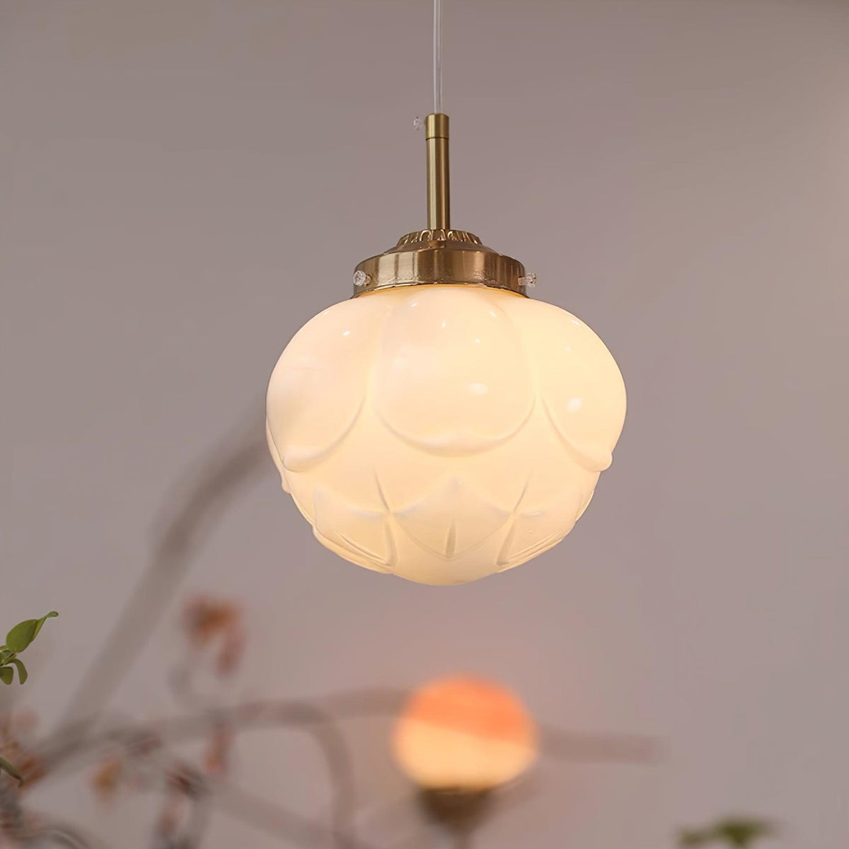 Pendant Lamp Metal and Glass Lotus Flower Shade Artistic Retro-Neutral Decor