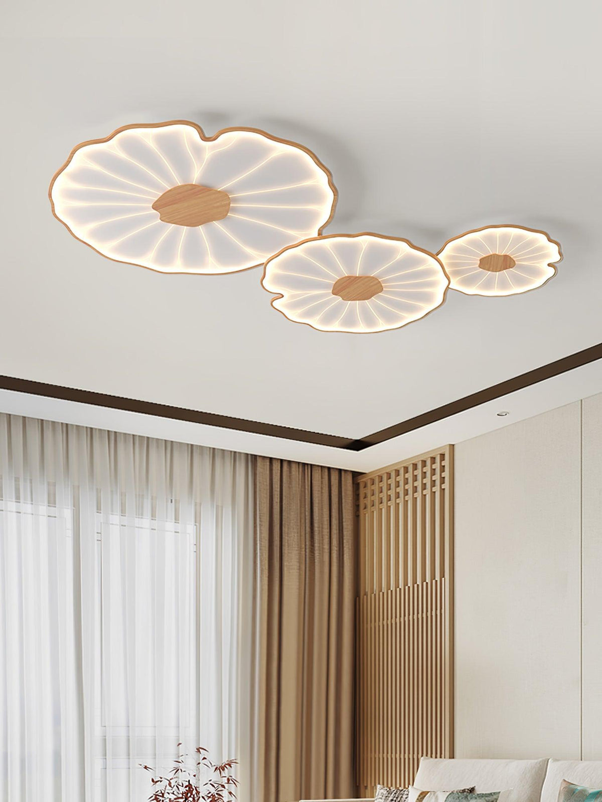 Vostel Plafonnier Feuille de Lotus avec Finition Bois-Cielum