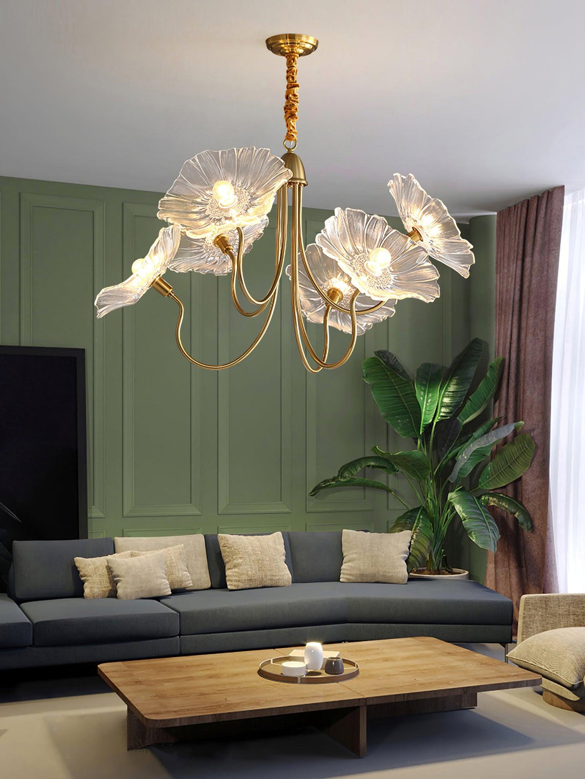 Darelia Lustre Feuille de Lotus en Verre