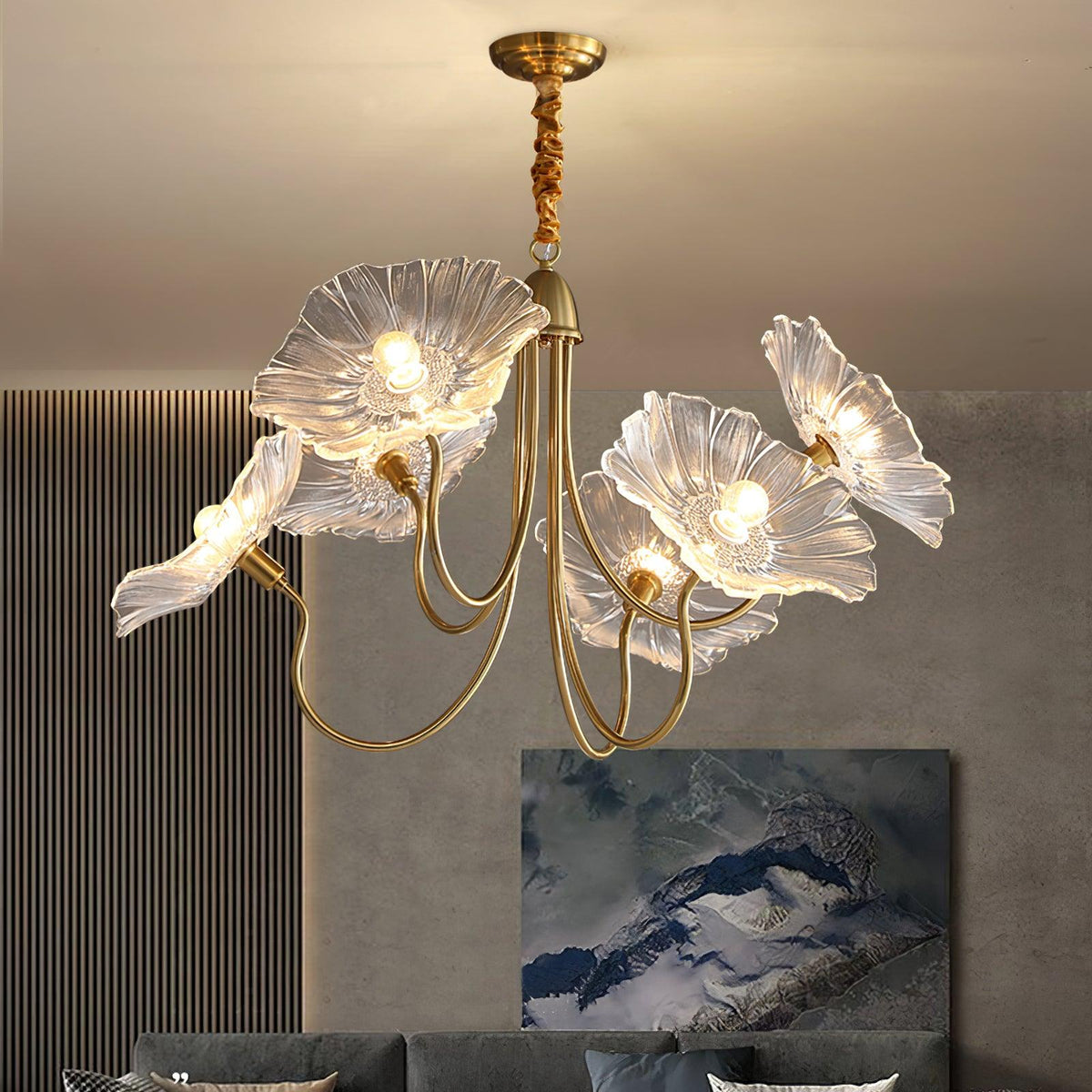 Darelia Lustre Feuille de Lotus en Verre