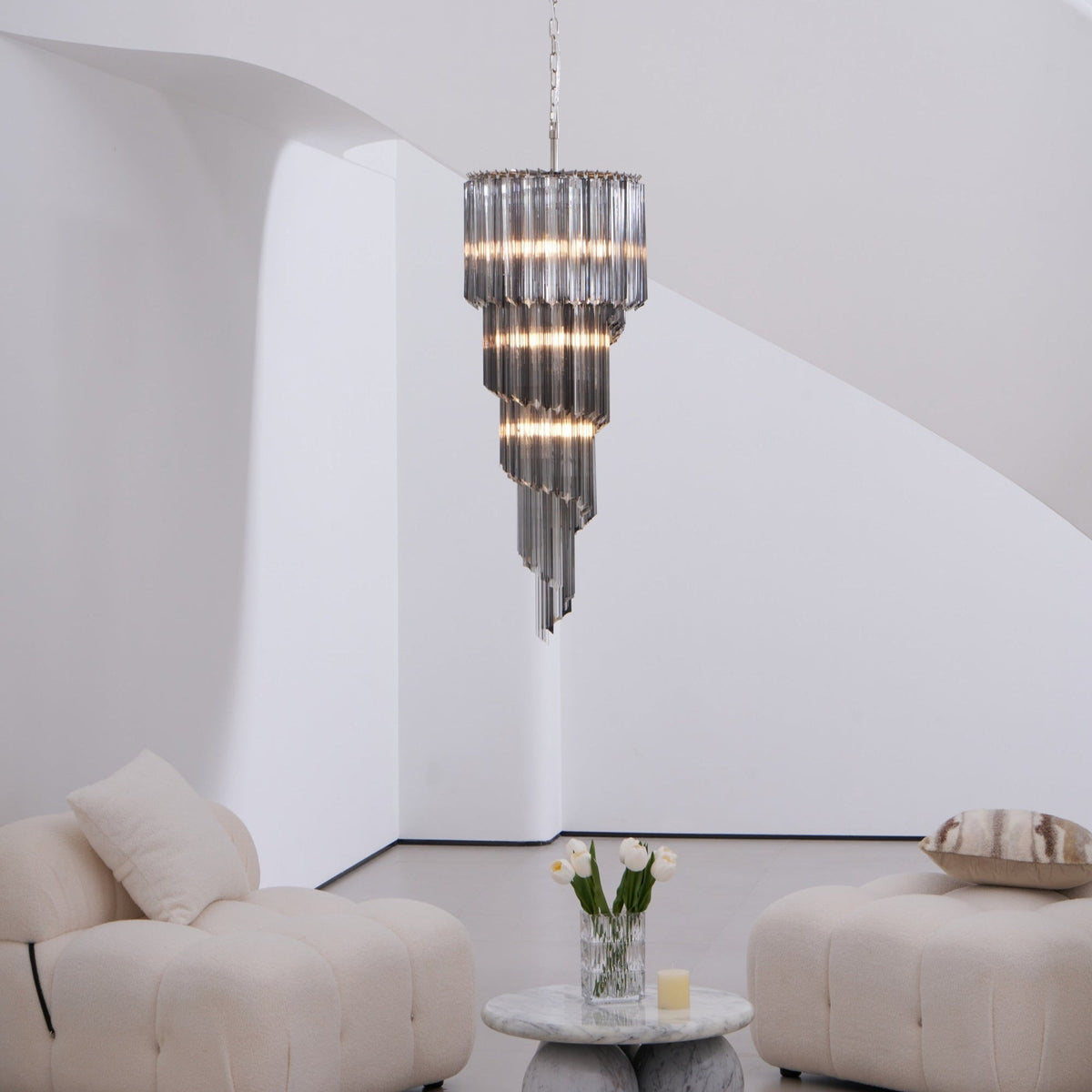 Darenona Lustre Fumé Verre Spirale