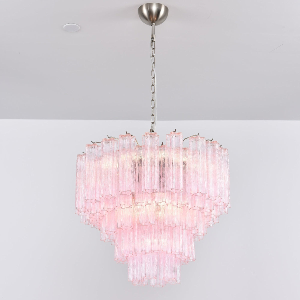 Zorilia Lustre Rose Verre Multi-Étage Romantique