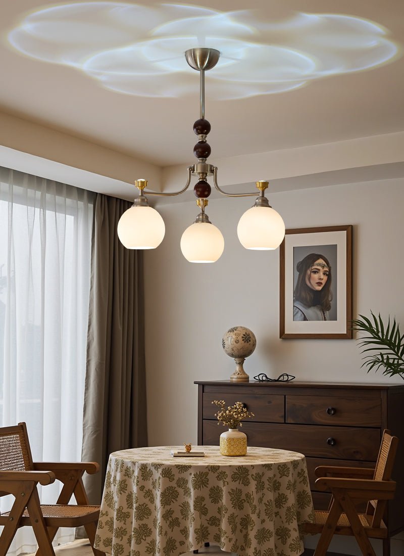 Olvuna Lustre Bois Verre Art Orb Traditionnel