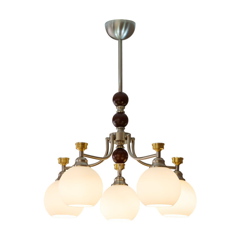 Olvuna Lustre Bois Verre Art Orb Traditionnel