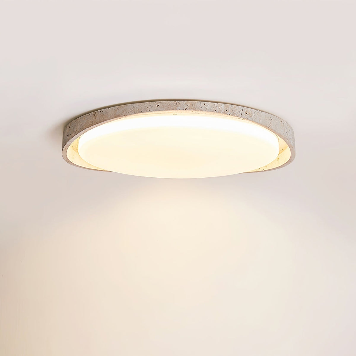 Breneria Lampe Plafonnier à Cadre Ovale en Travertin