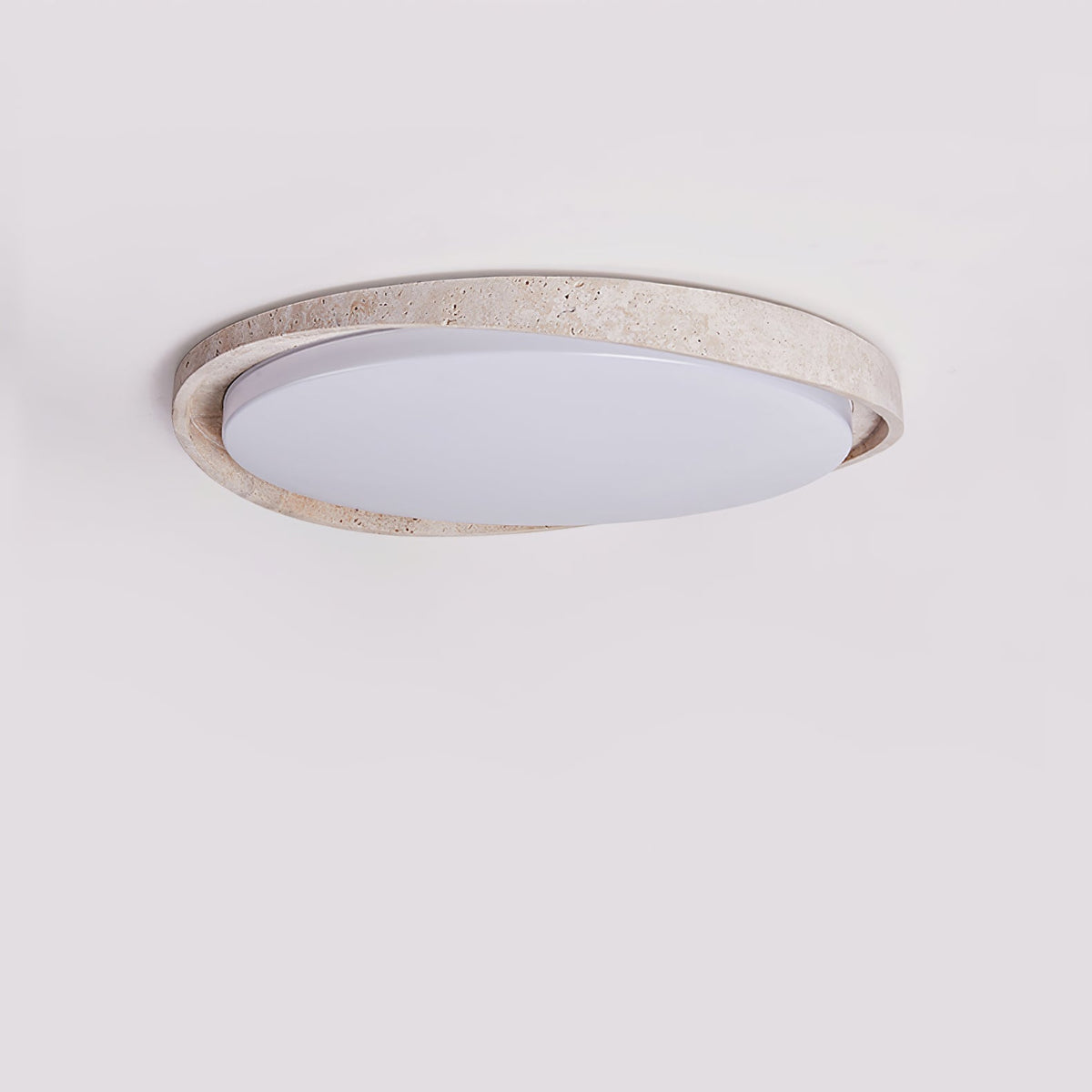 Breneria Lampe Plafonnier à Cadre Ovale en Travertin
