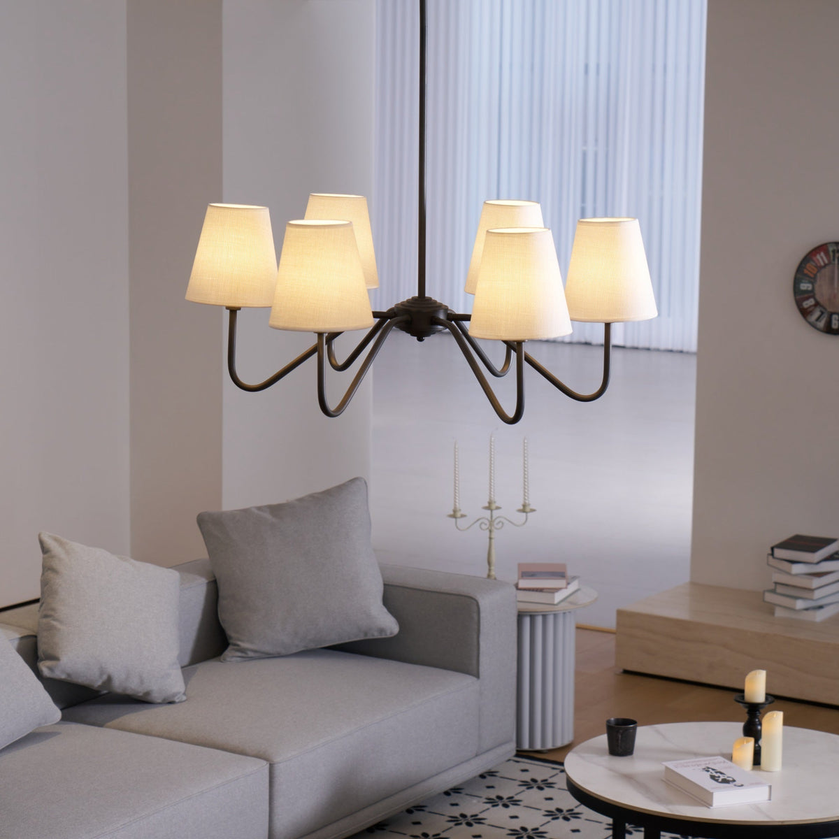 Delaine Lustre Classique Noir en Tissu Lumos