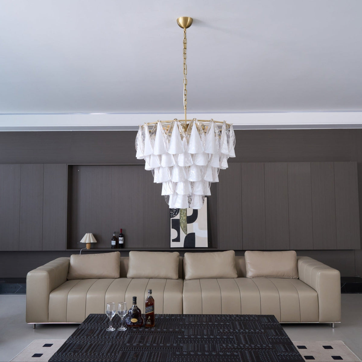 Valeon Lustre Blanc Feuille Verre Superposé Moderne