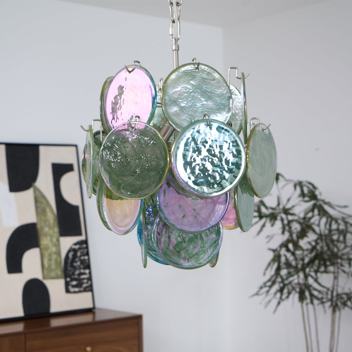 Florios Lustre Multicolore Murano Disque Superposé Artistique