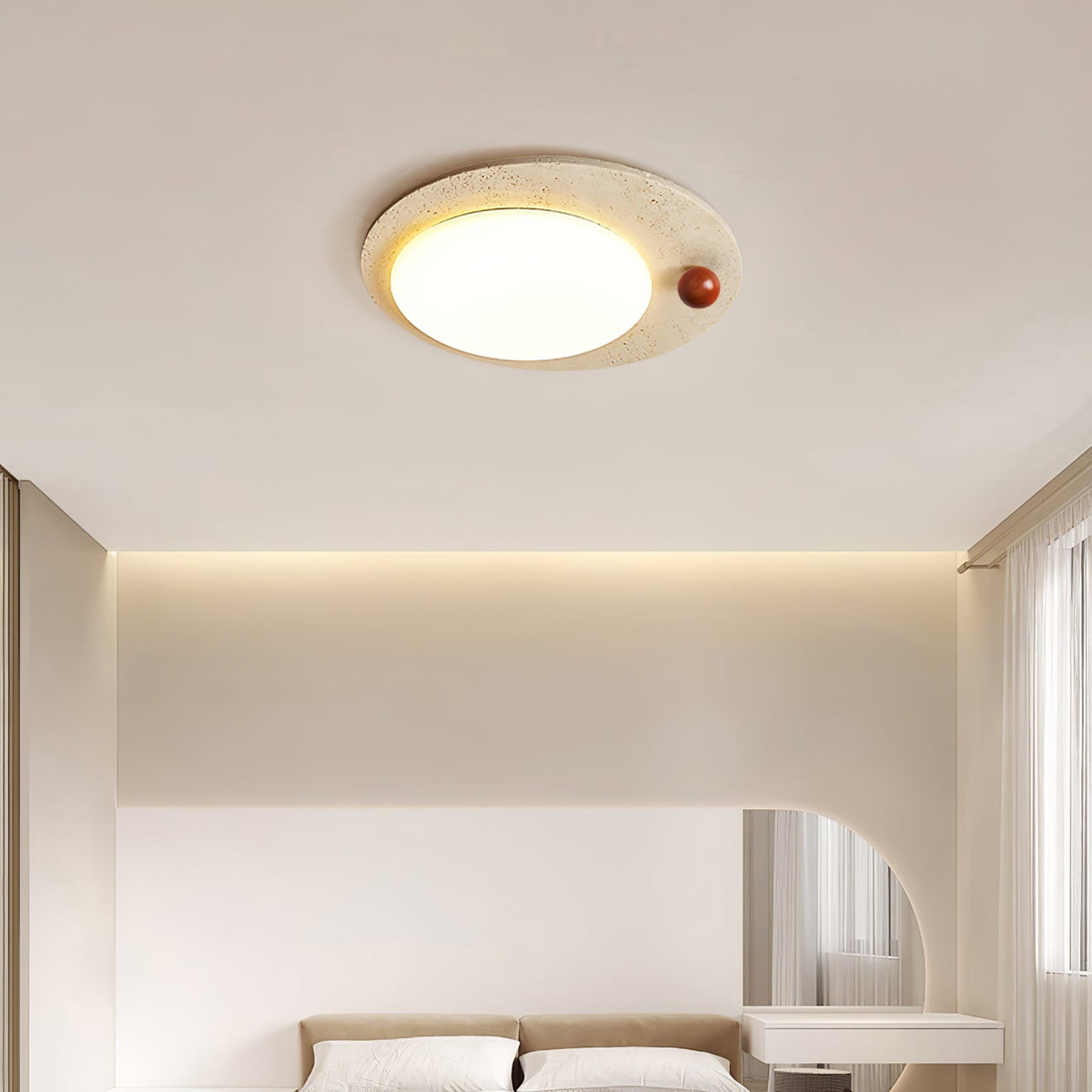 Orbia Lumière de Plafond Circulaire en Travertin