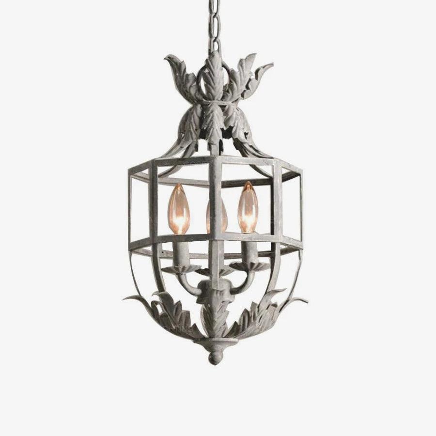 Zorivia Lustre Rétro Cage Grise Bougie