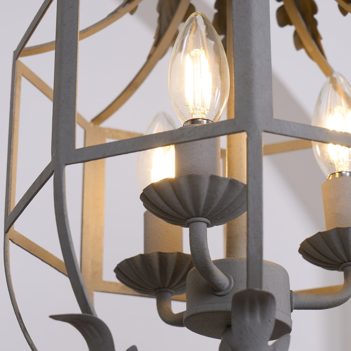 Zorivia Lustre Rétro Cage Grise Bougie