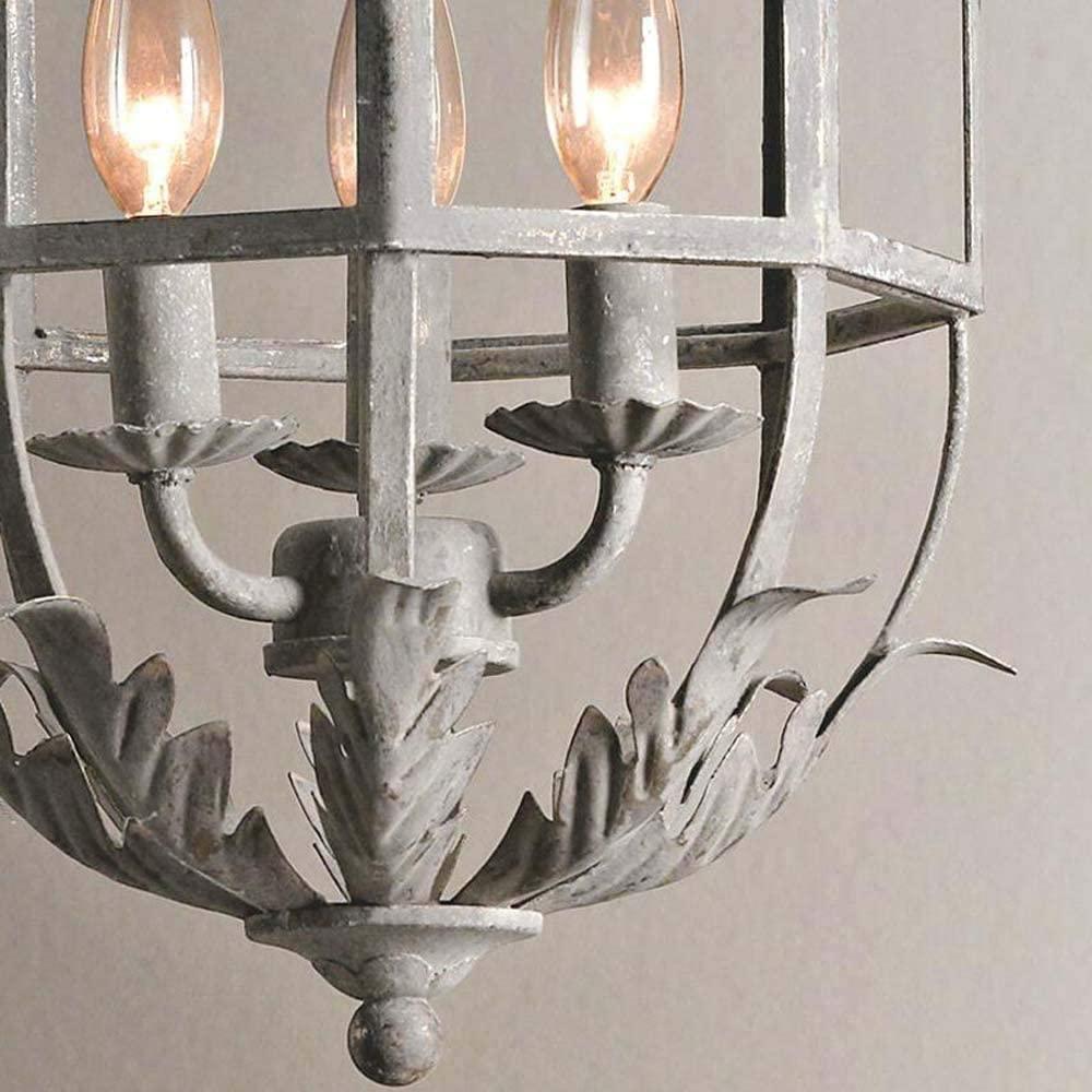 Zorivia Lustre Rétro Cage Grise Bougie