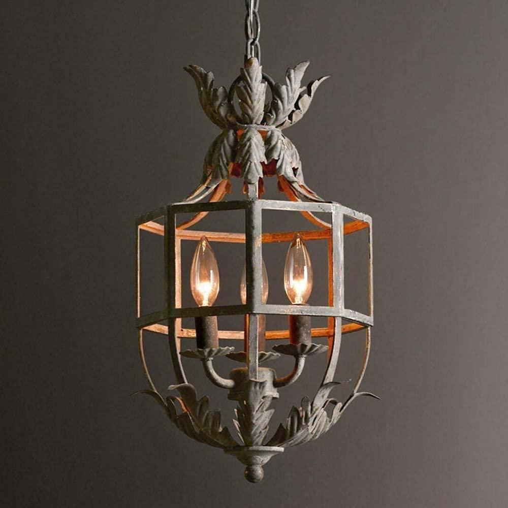 Zorivia Lustre Rétro Cage Grise Bougie