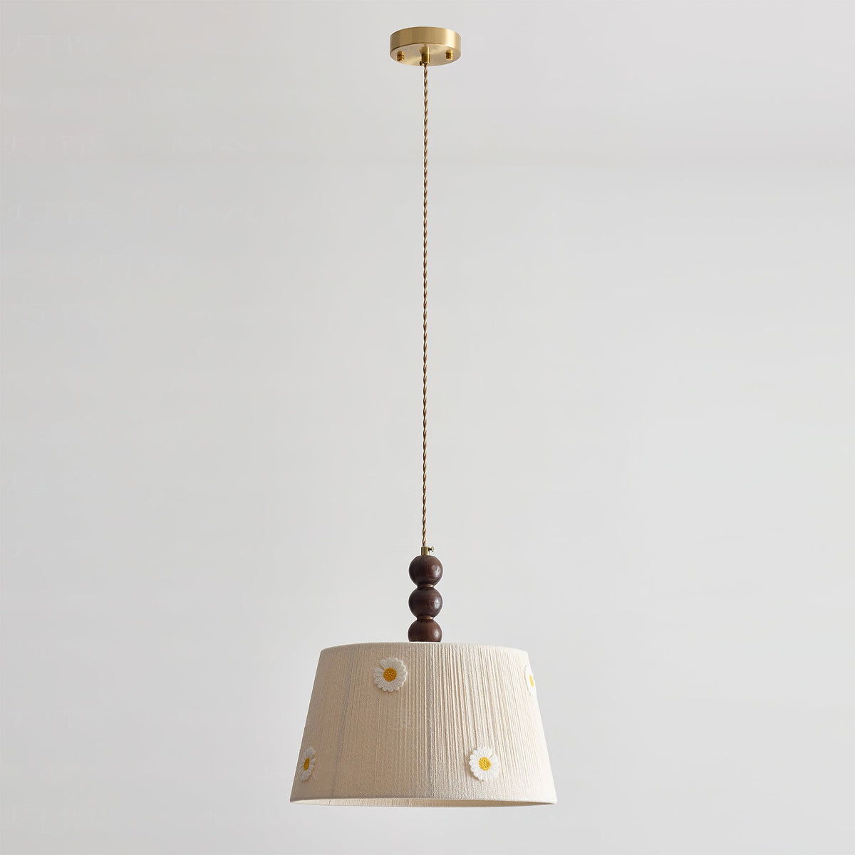 Top view of the pendant light, showing the ceiling mount and wiring.