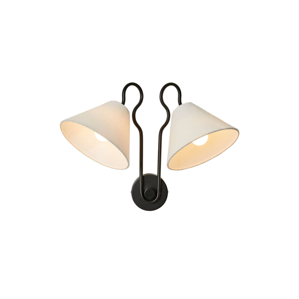 Walter Applique Murale Double avec Abat-Jours Coniques Blancs en Tissu