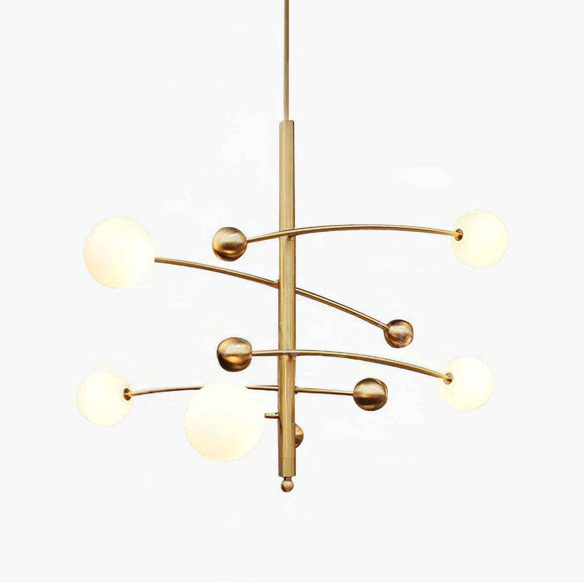 Levilia Lustre en Laiton avec Poutre Verticale et Globe