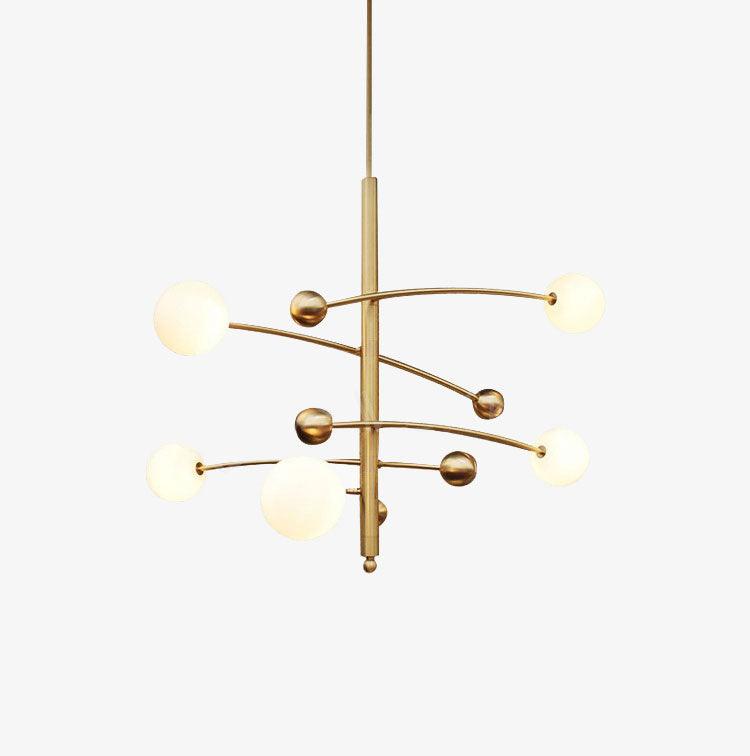 Levilia Lustre en Laiton avec Poutre Verticale et Globe