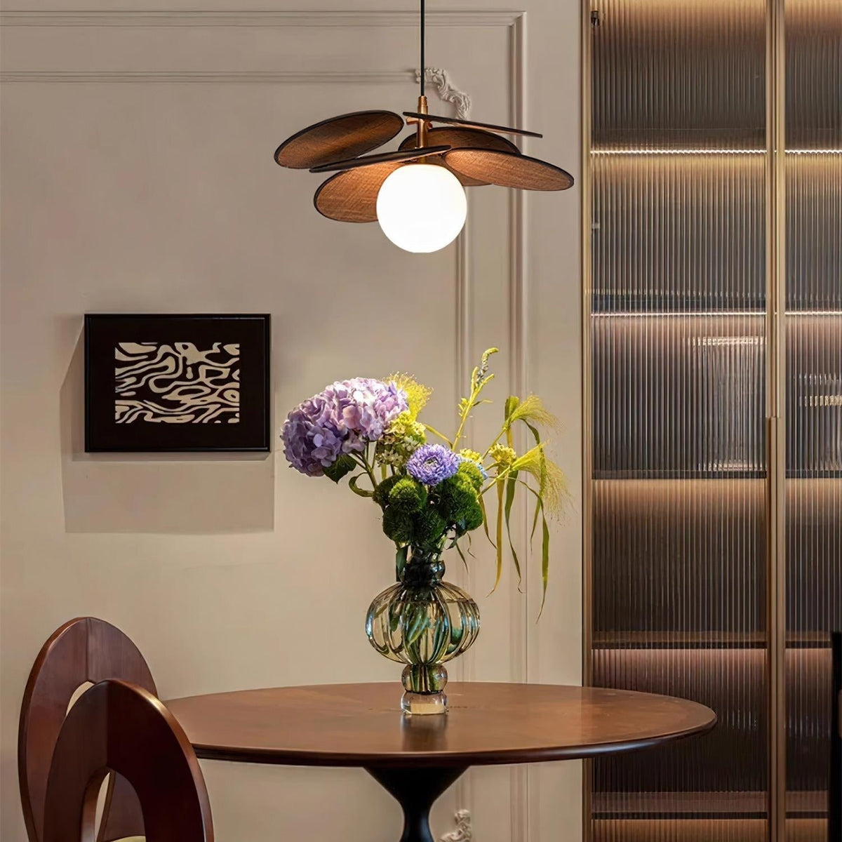 Elvo Wooden Petal Pendant Light-Neutral Decor