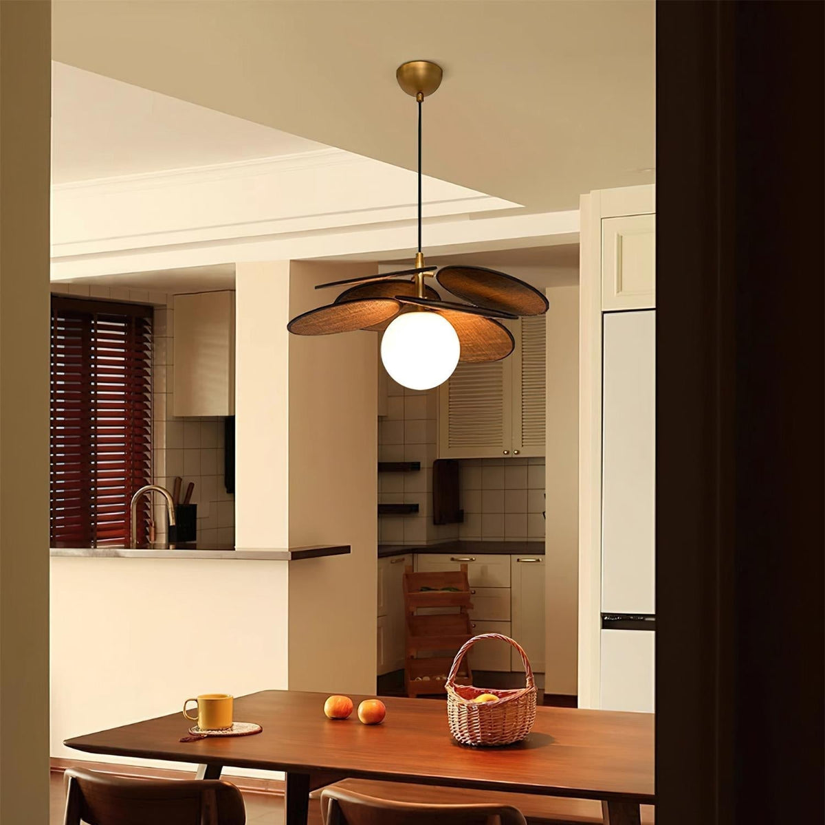 Elvo Wooden Petal Pendant Light-Neutral Decor