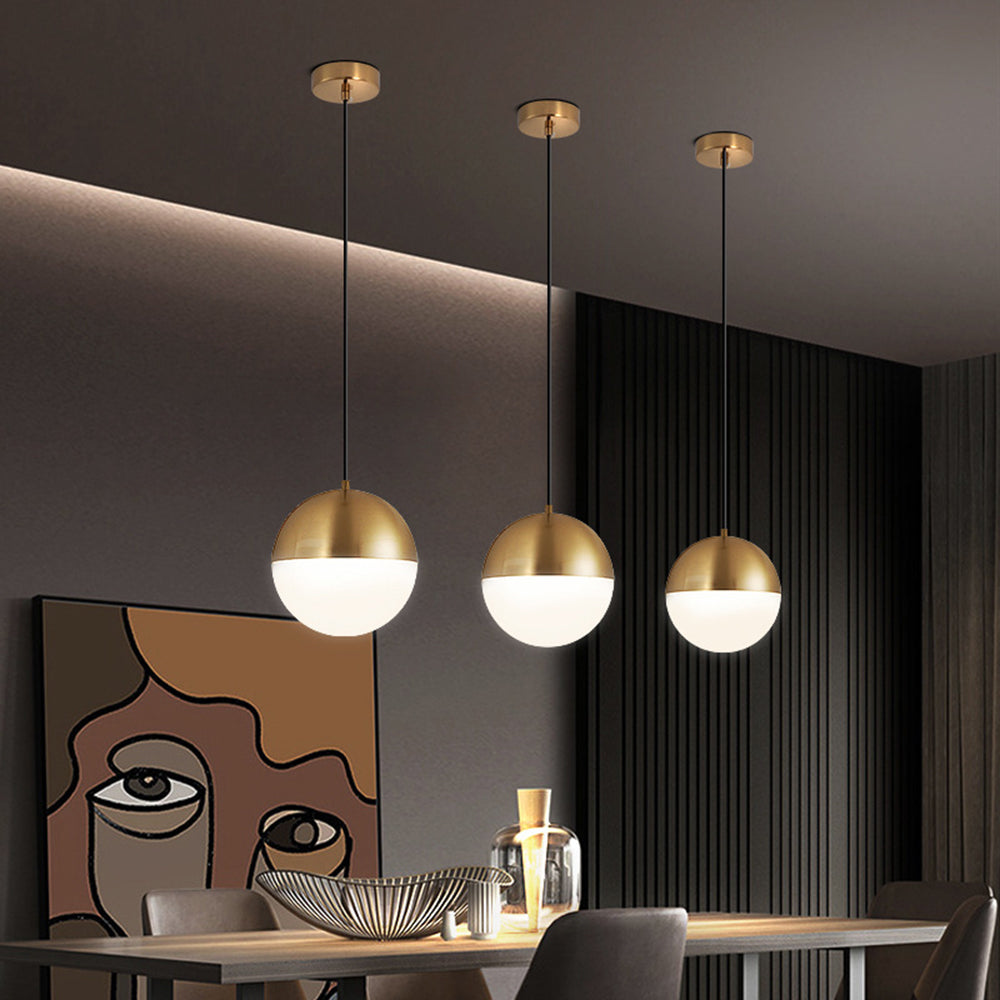 Valentina Suspenison Boule Contemporaine, Métal/Verre, Noir/Or, Bar/Salon/Chambre