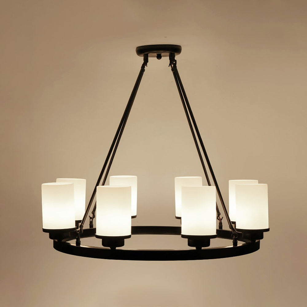 Silva Suspension Bague Rétro, Métal/Verre, Blanc/Noir, Salle à Manger/Salle de Séjour