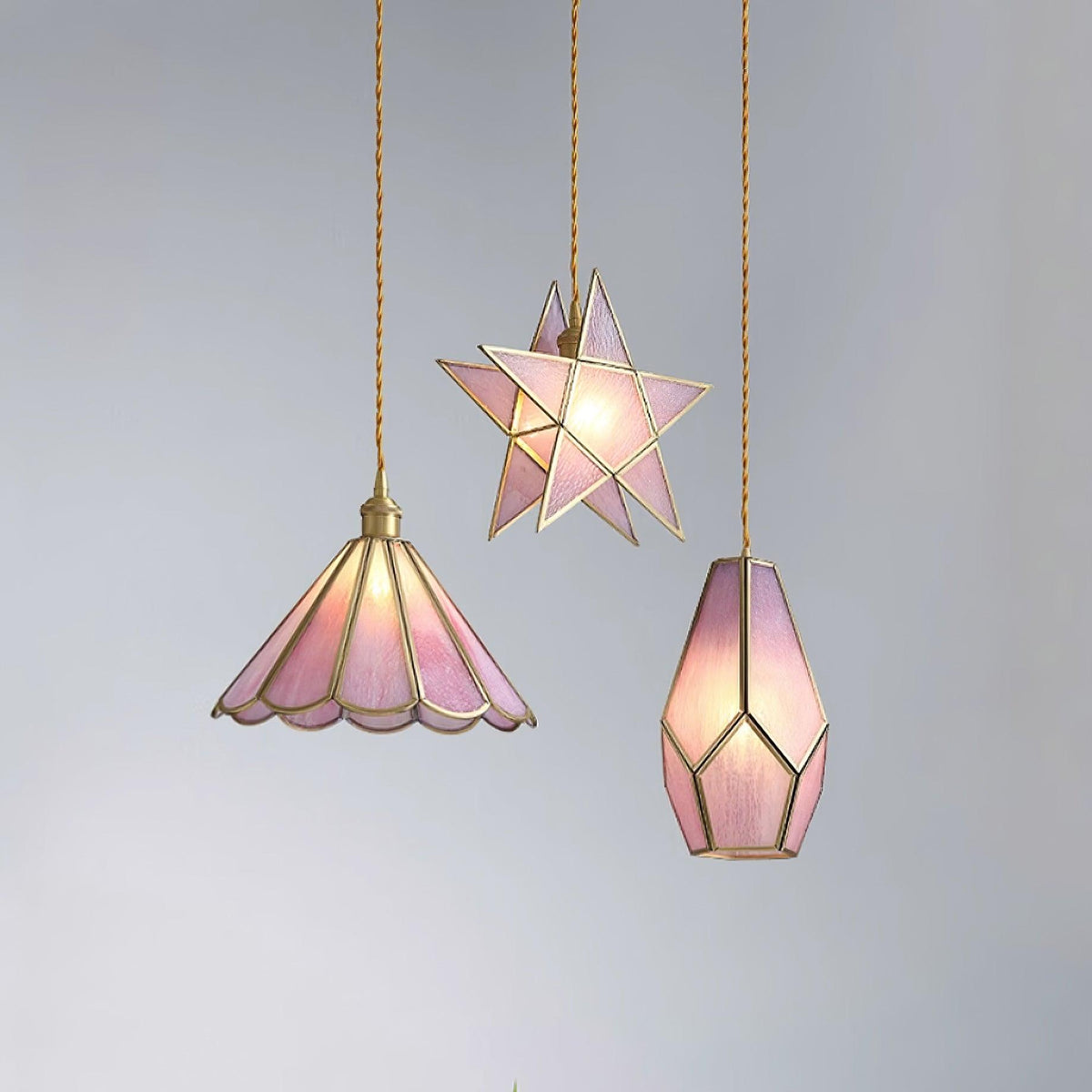 Lione Pink Stained Glass Pendant Light-Neutral Decor