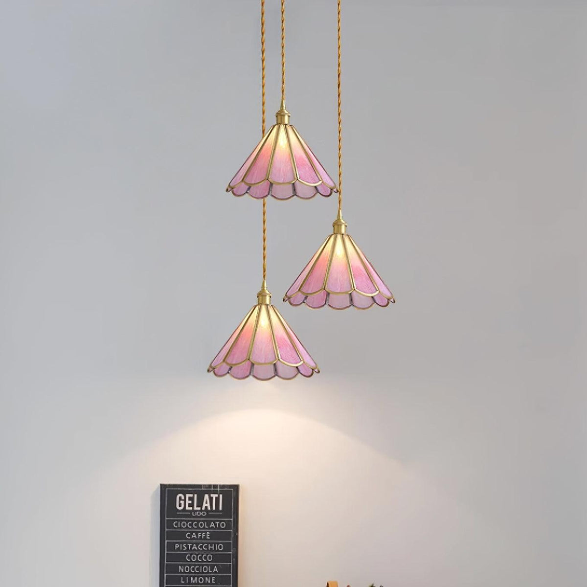 Lione Pink Stained Glass Pendant Light-Neutral Decor