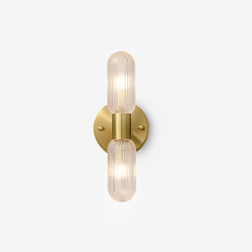 Eira Brass and Textured Glass Double Light Wall Sconce-Neutral Decor