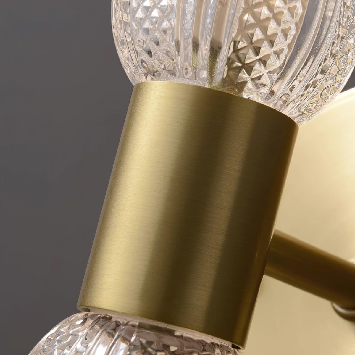 Eira Brass and Textured Glass Double Light Wall Sconce-Neutral Decor